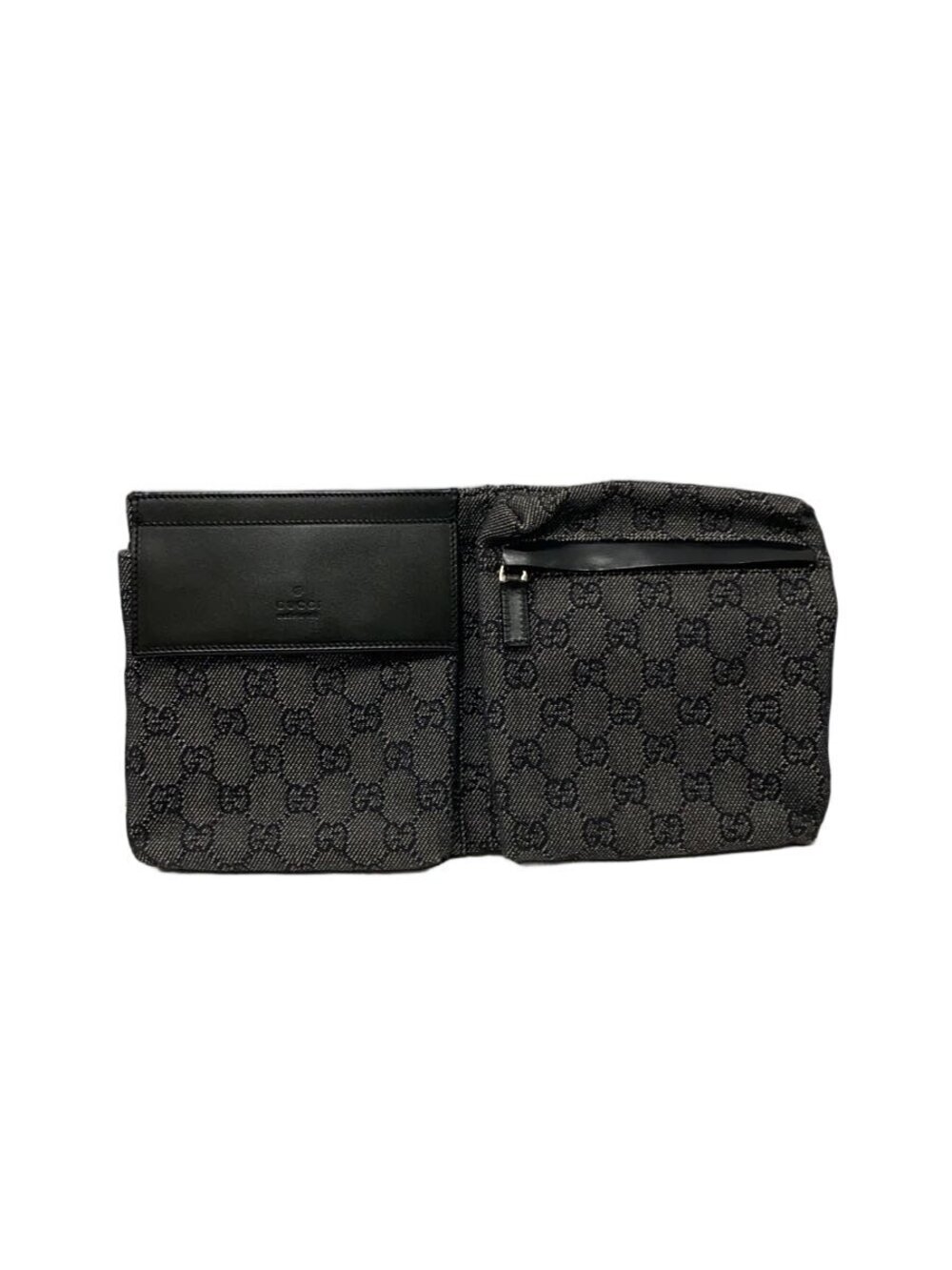 Gucci Waist Belt Crossbody Bag GG Denim Black All over